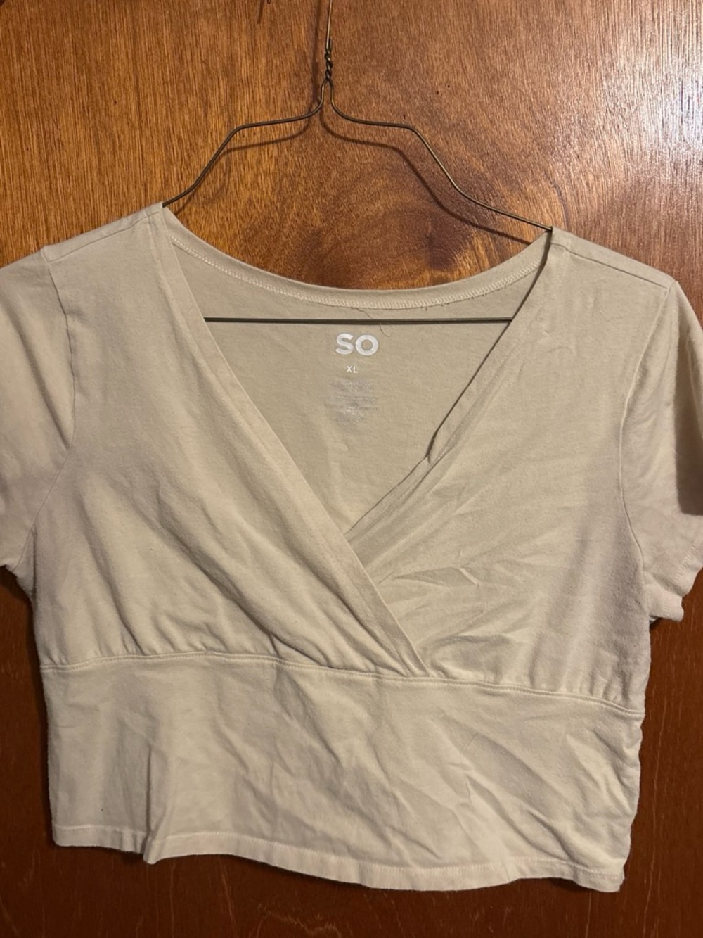 SO Women's Cream Wrap-Front Crop Top